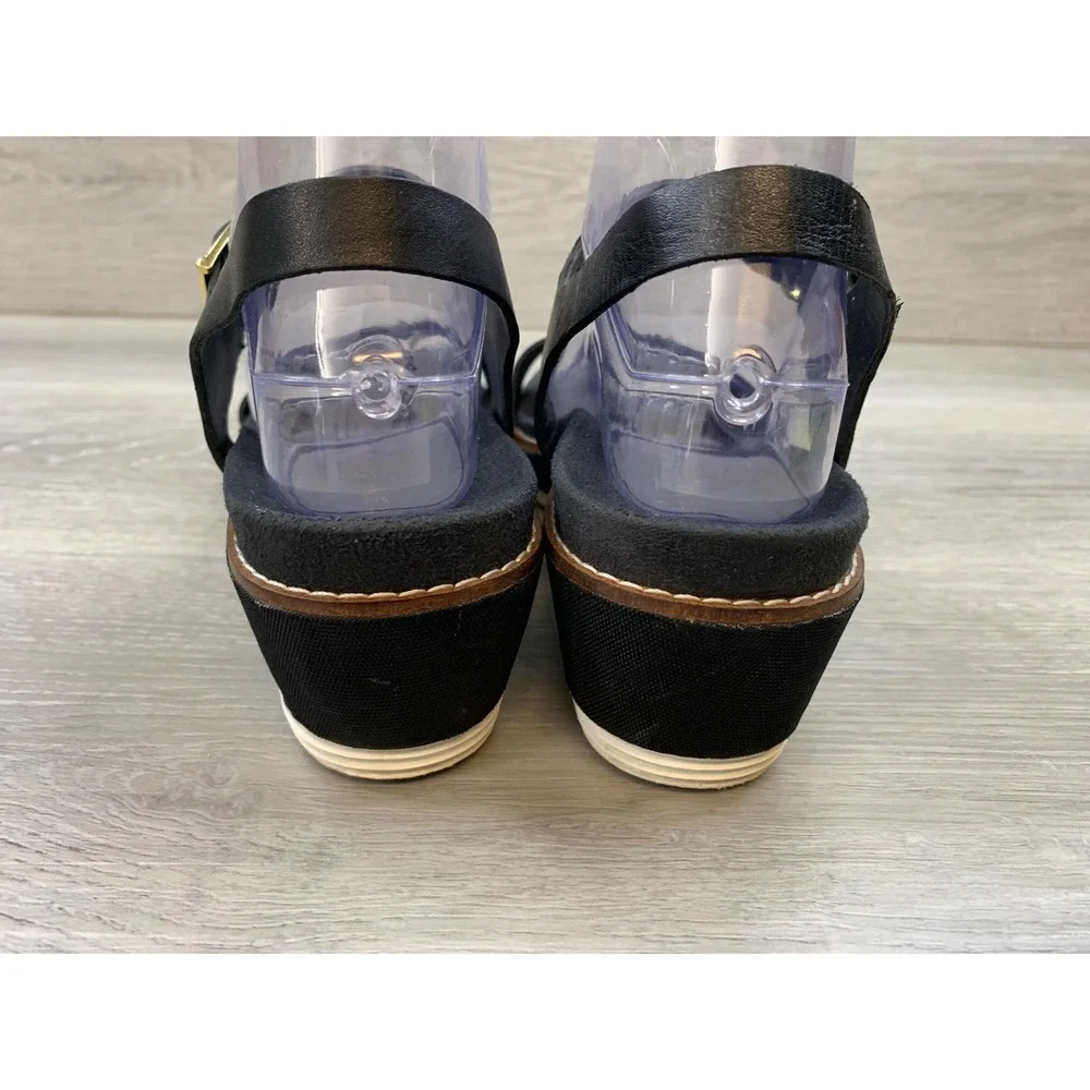 Cole Haan OriginalGrand Women's Sandals Black Leather Platform Wedge 7 Shoes